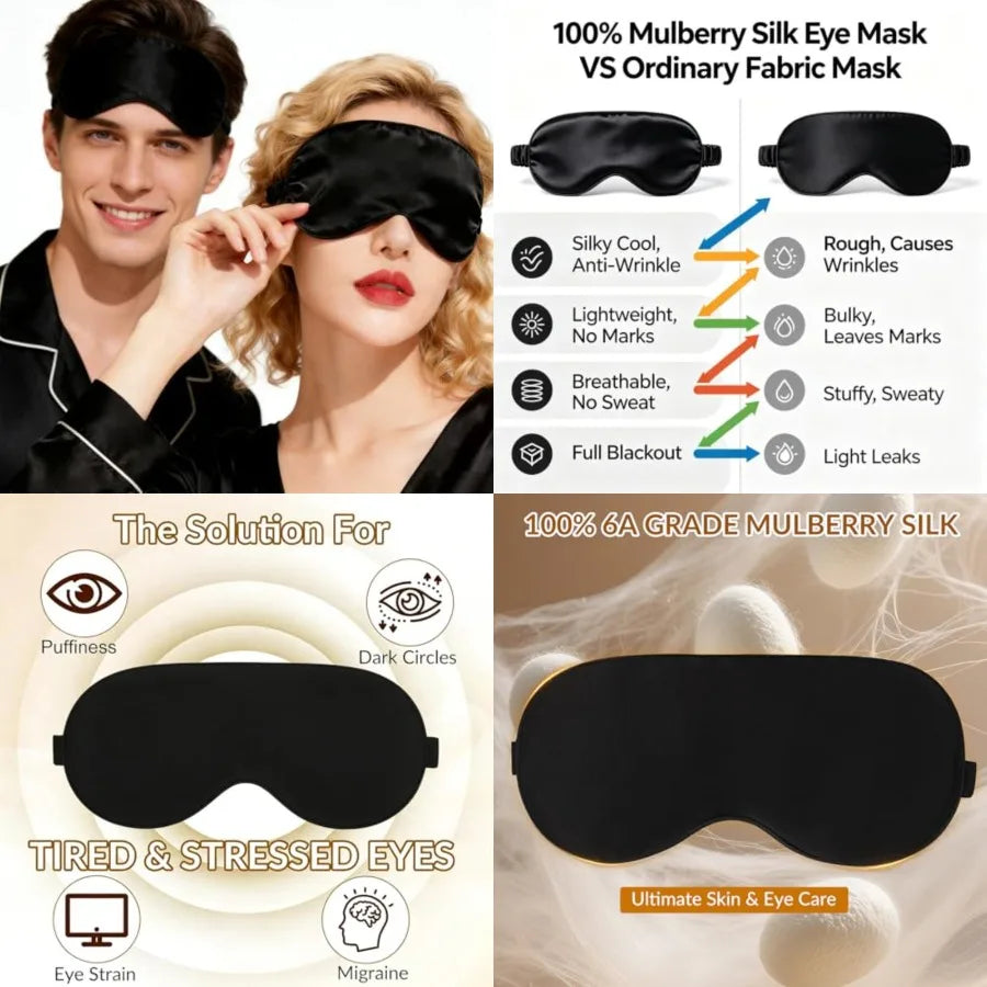 Mulberry Silk Sleep Mask For Men And Women Blackout Design