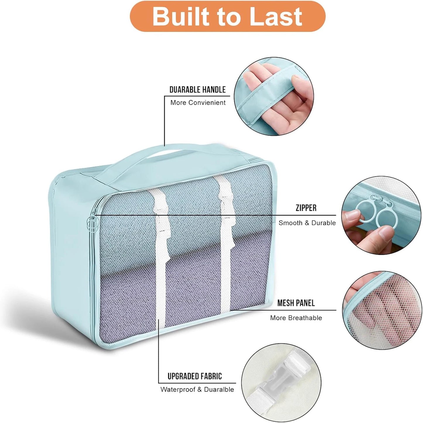 8-Piece Travel Packing Cubes Set Mesh Luggage Organizer Bags
