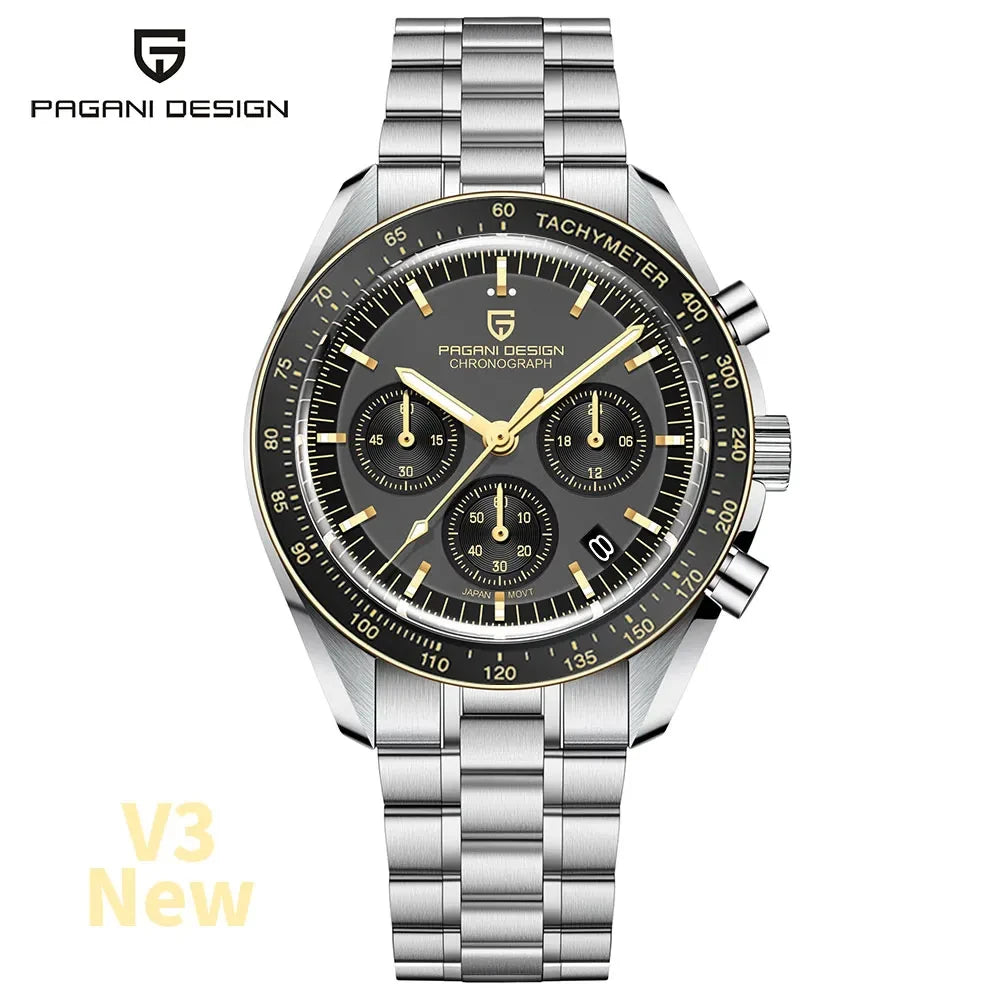 PAGANI DESIGN Luxury Quartz Chronograph Watch for Men with Date