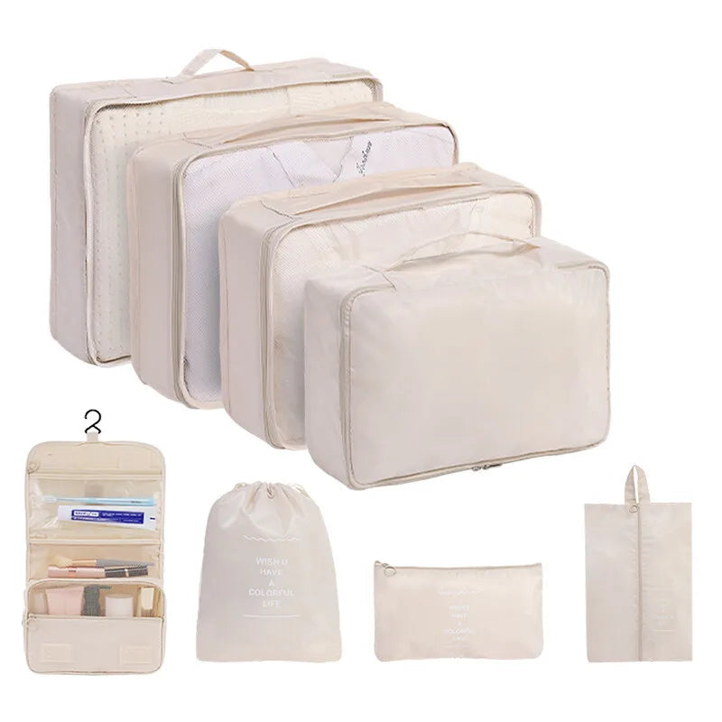 Polyester Travel Packing Cubes Luggage Storage Organizer Bags Set Portable