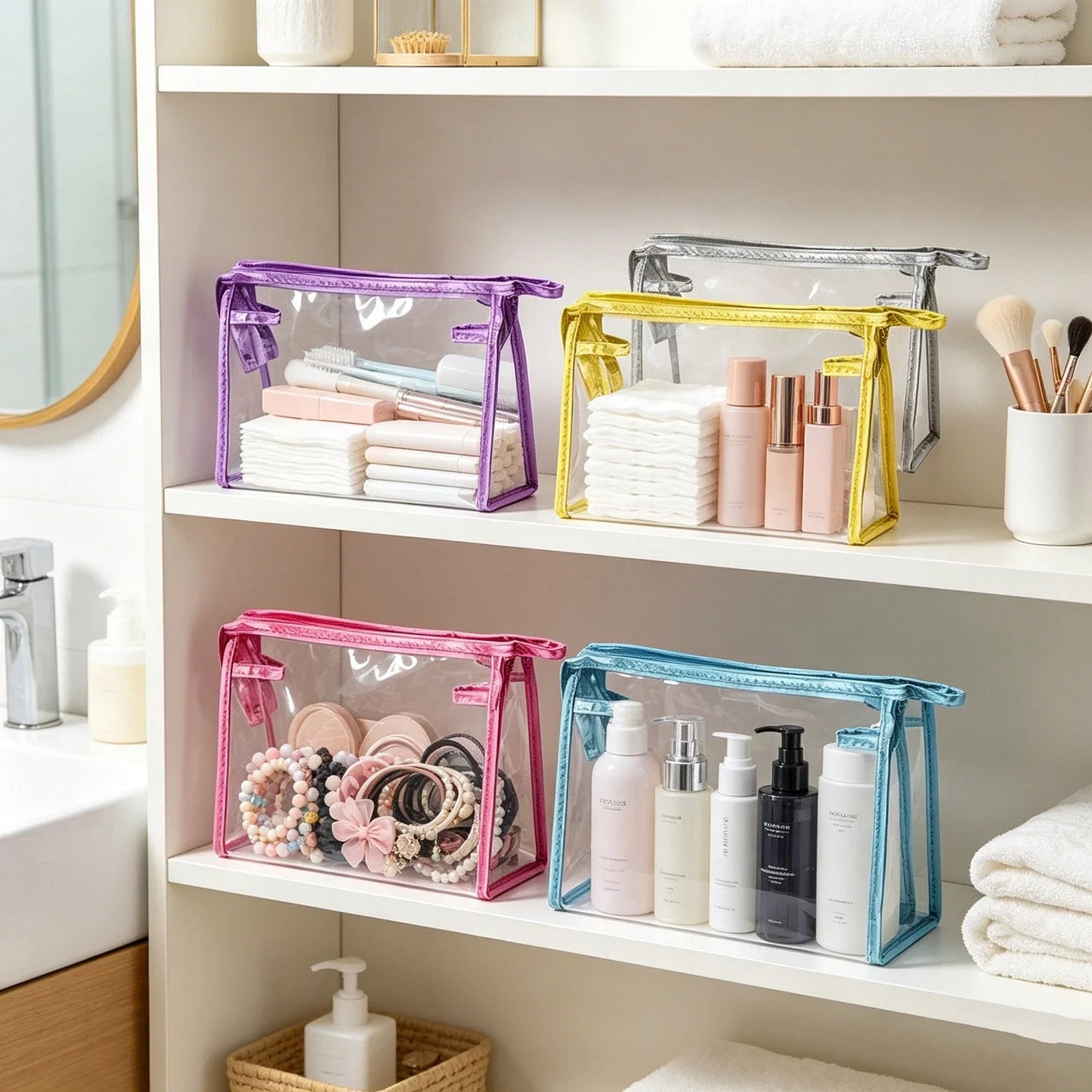 Transparent PVC Pencil Case Pouches Set Waterproof Travel Makeup Bag