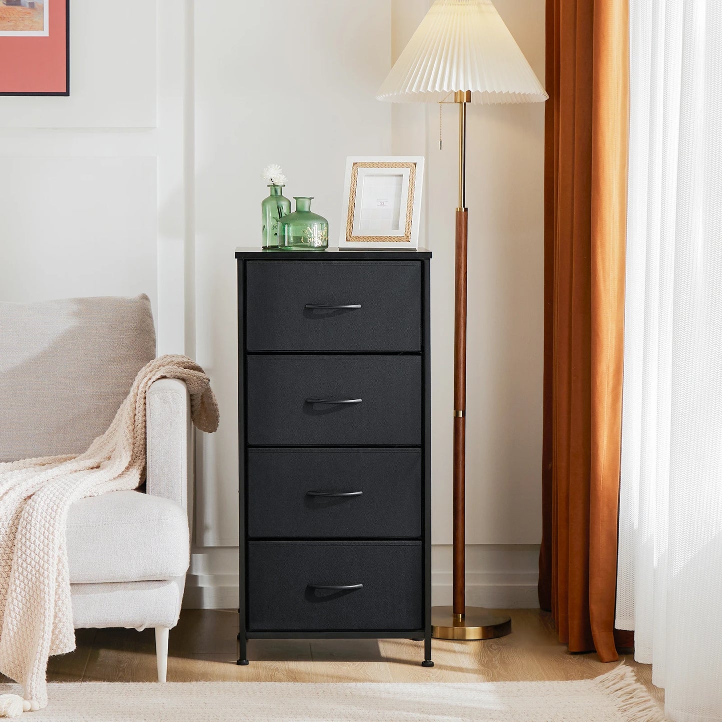 MCQ Living Room 4 Drawer Fabric Cabinet Storage Chest