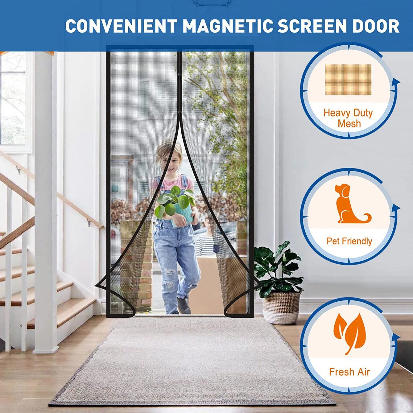 Magnetic Door Screen Net Mosquito Barrier Curtain For Indoor Use