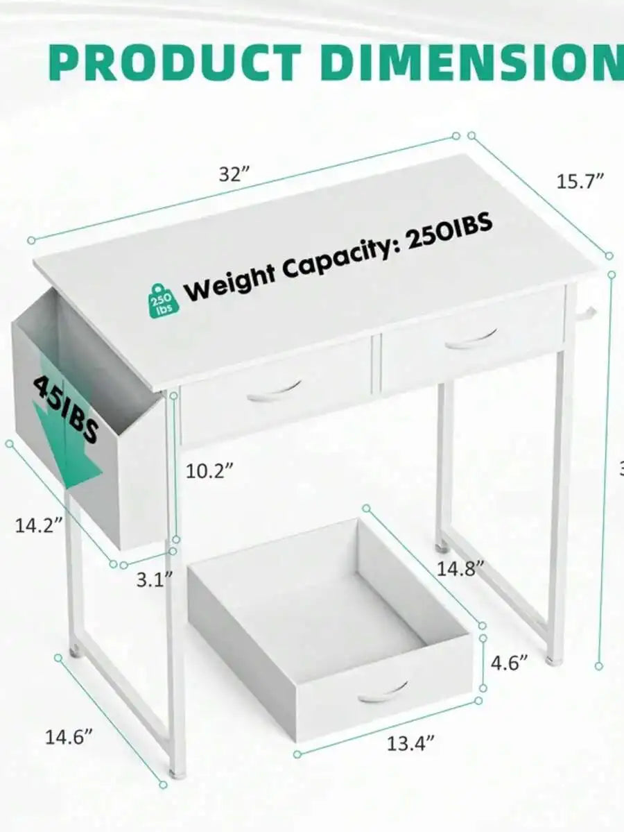 Compact Computer Desk With Drawers For Small Space Home Office