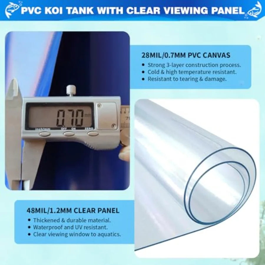 Temporary KOI Outdoor Pond Aquarium Tank With PVC Viewing Panel