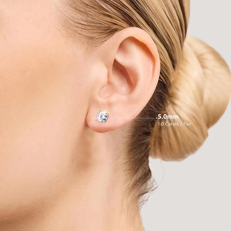 ATTAGEMS Moissanite Four Claw Earrings S925 Sterling Silver