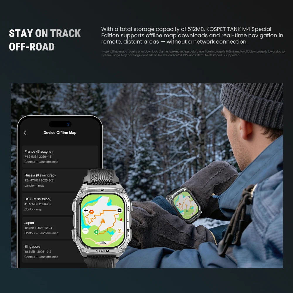 KOSPET Tank M4 Special Edition AMOLED Smartwatch GPS Offline Maps