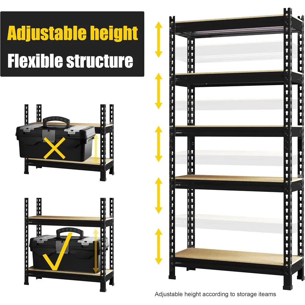 PrimeZone 5 Tier Adjustable Garage Storage Shelving Heavy Duty Rack