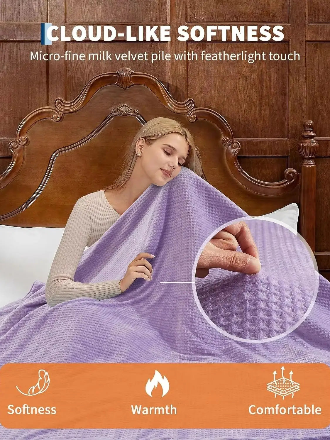 Heated Electric Blanket With Sherpa Lining And Auto Off Safety Protection