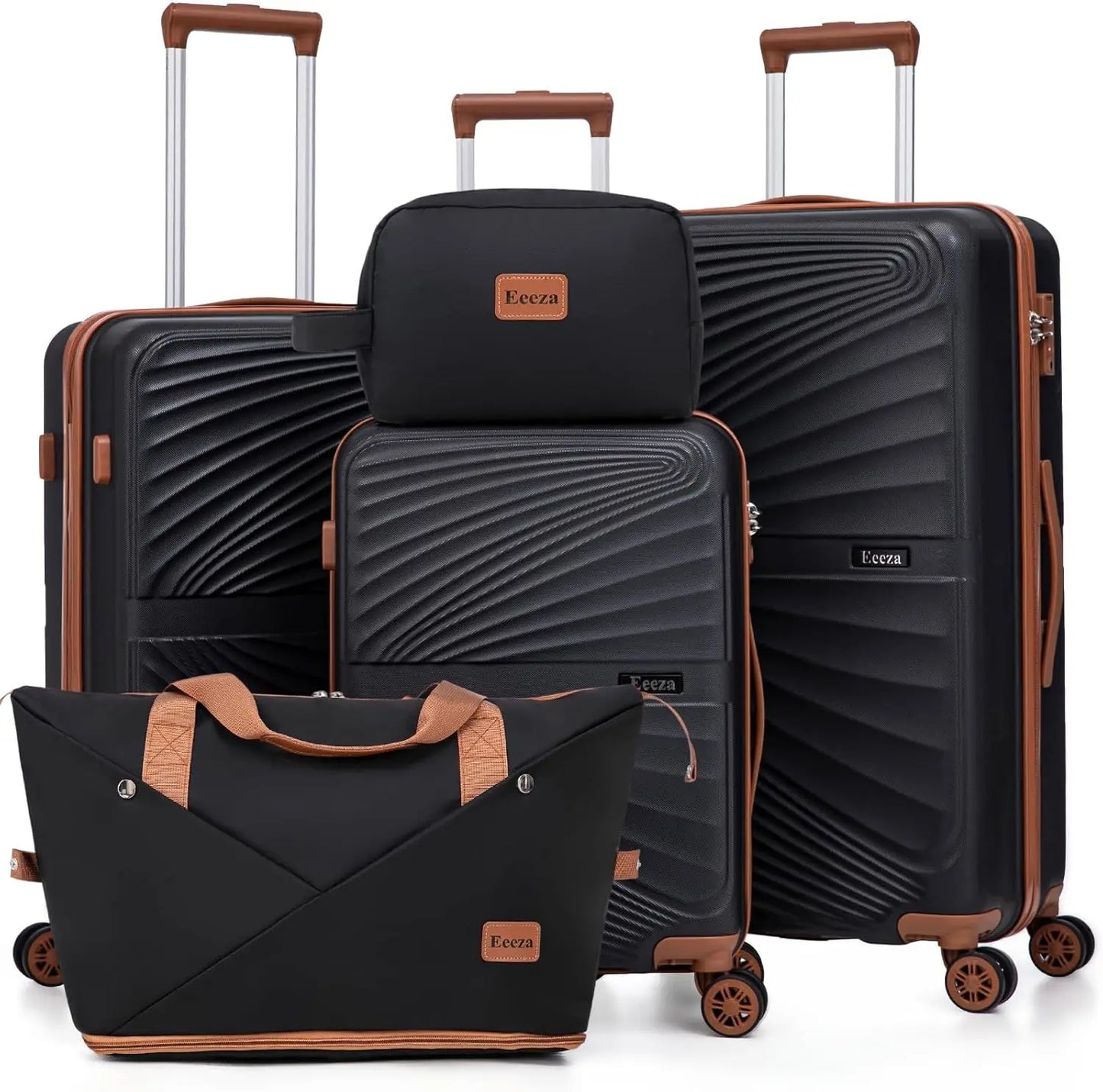 5 Piece ABS Luggage Set With Spinner Wheels TSA Lock