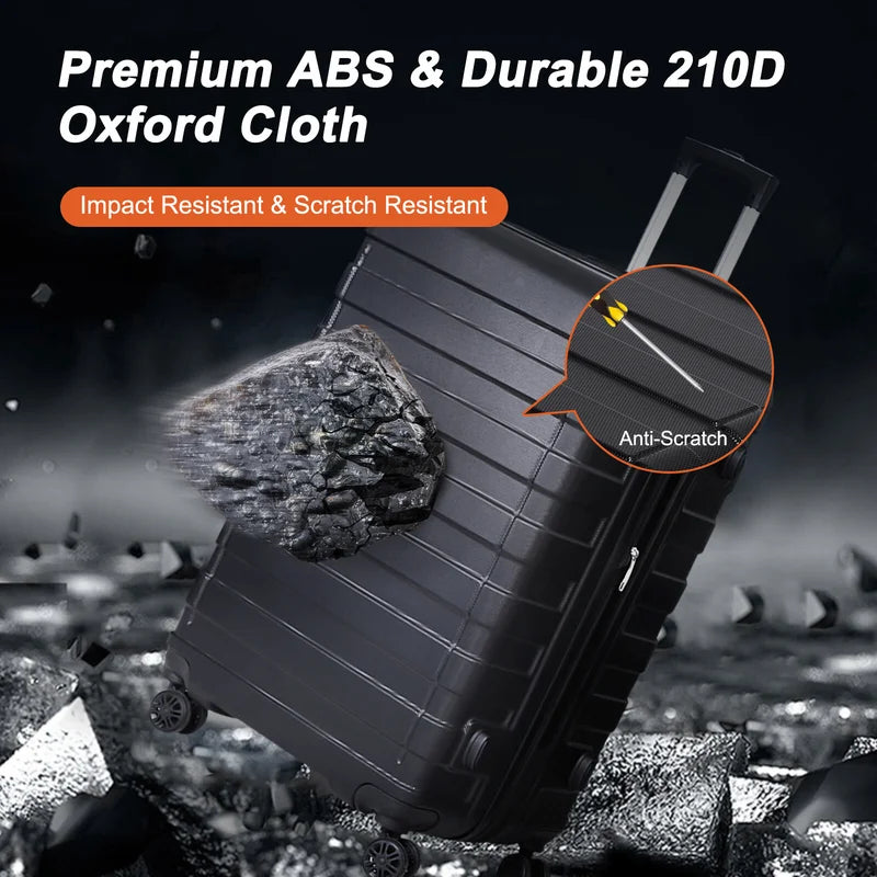 Expandable 3-Piece Luggage Set Hardshell ABS TSA Lock
