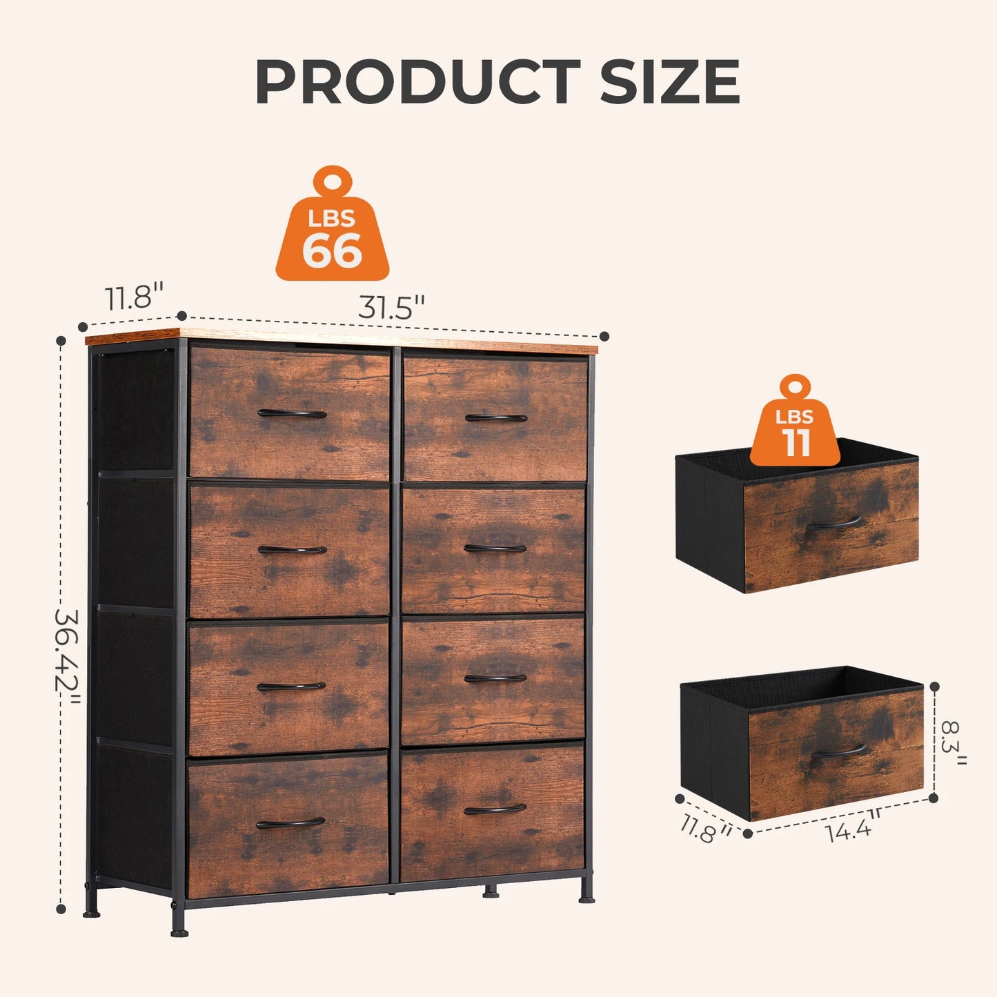 MCQ 8 Drawer Living Room Storage Cabinet Organizer