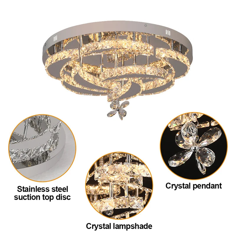 GreeLustr Crystal LED Ceiling Pendant Chandelier For Living Dining