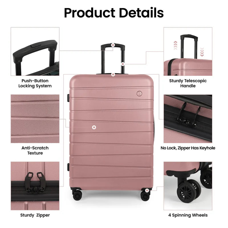 Lightweight Hardside Carry-On Luggage for Travel Unisex Durable
