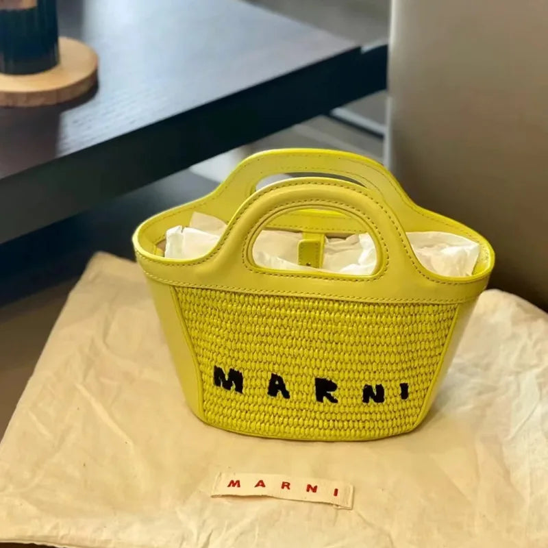 Elegant Mini Tote Bag With Leather Edges And Cutout Handle