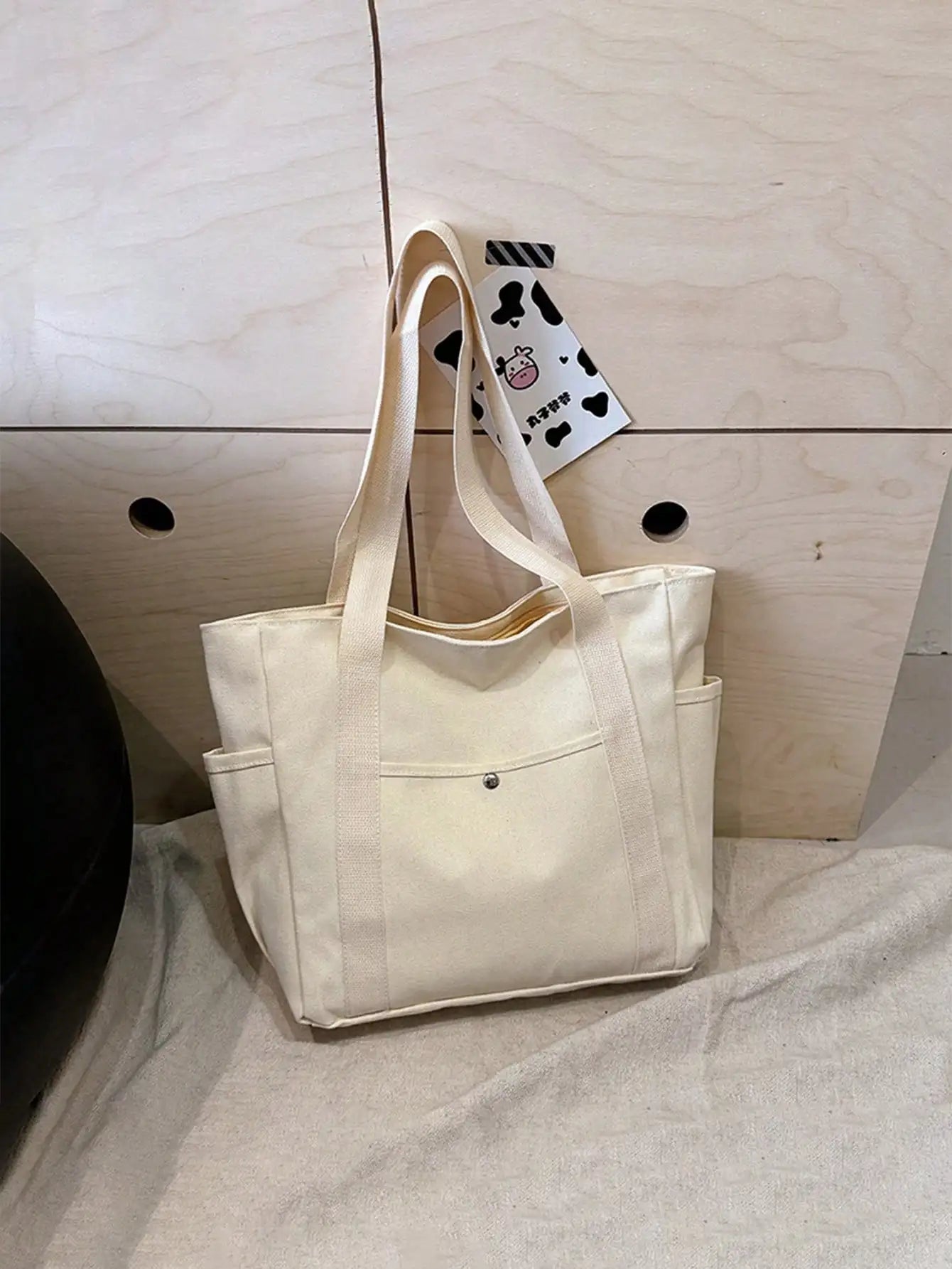 Women's Multi-Pocket Canvas Tote Bag With Large Capacity