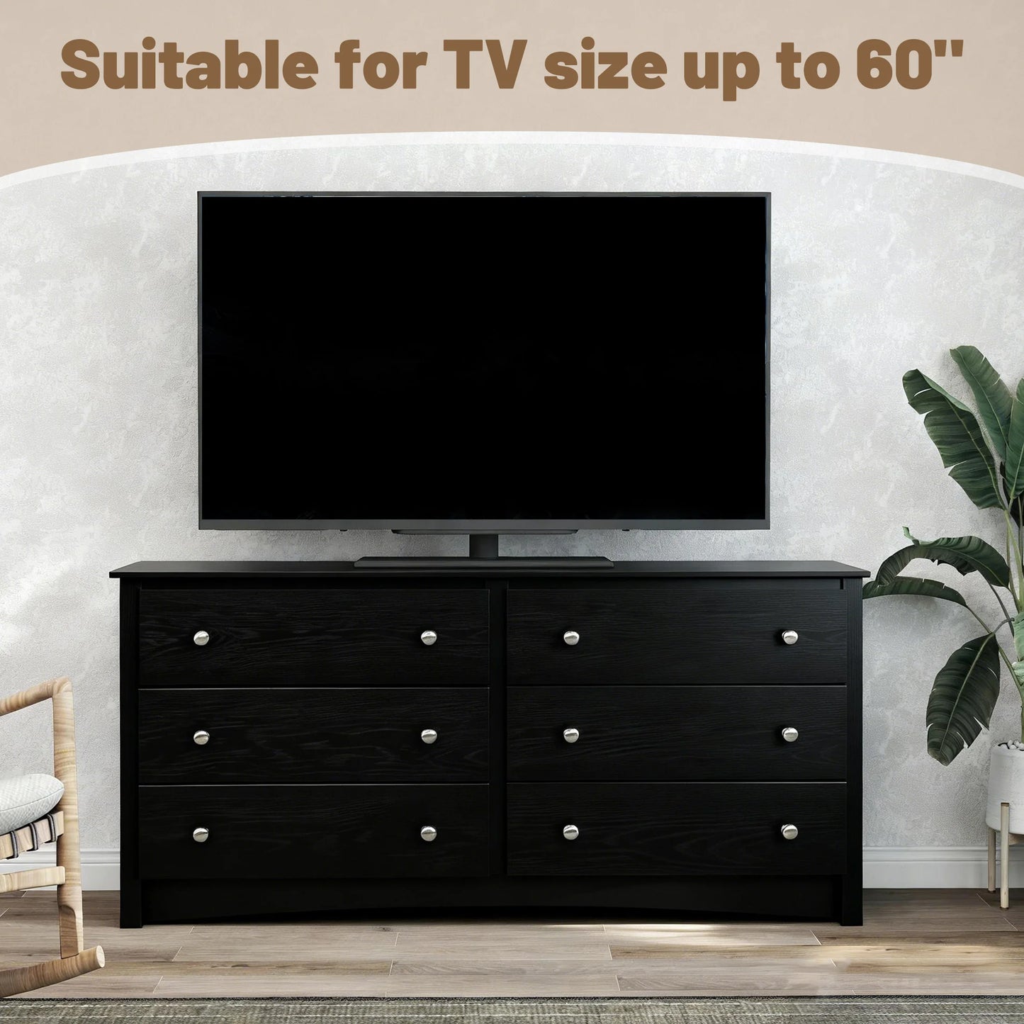 JHK Modern Wood Dresser Cabinet With Six Drawers Living Room
