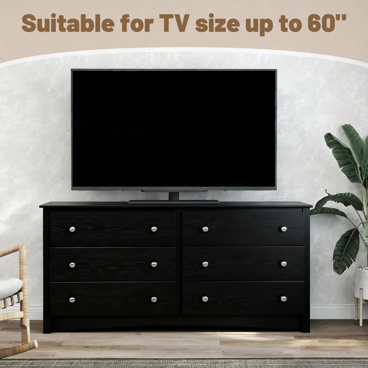 JHK Modern Wood Six Drawer Dresser Home Storage Cabinet