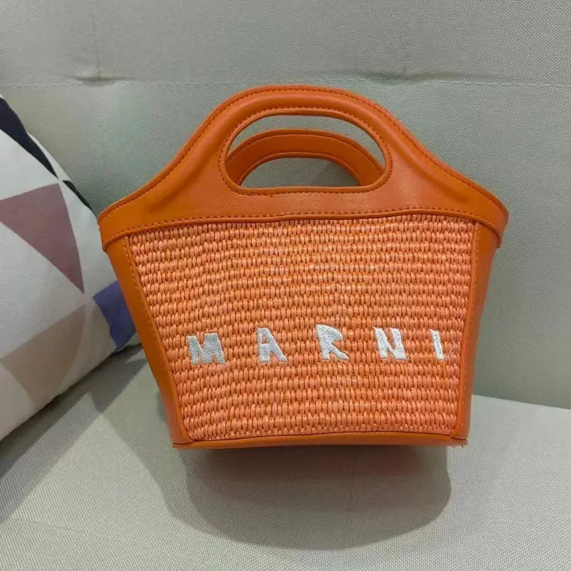 Elegant Mini Tote Bag With Leather Edges And Cutout Handle