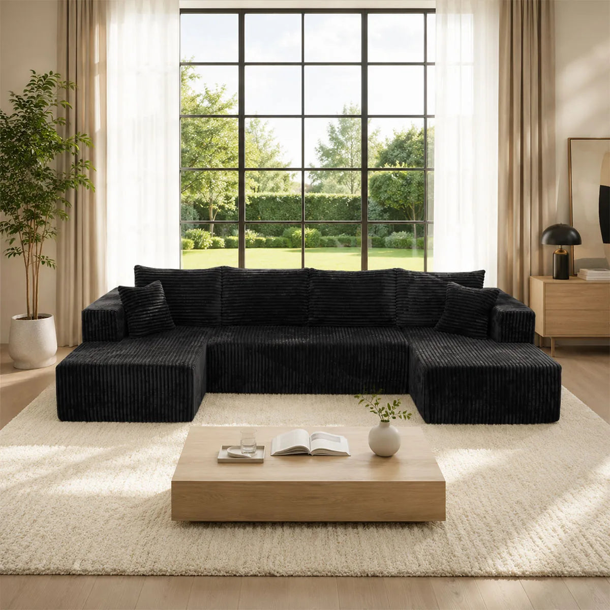 U Shaped Modular Sectional Sofa With Double Chaise Lounges