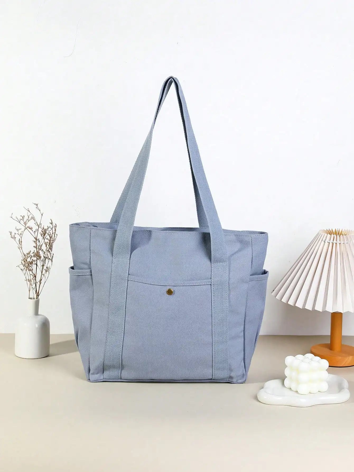 Women's Multi-Pocket Canvas Tote Bag With Large Capacity