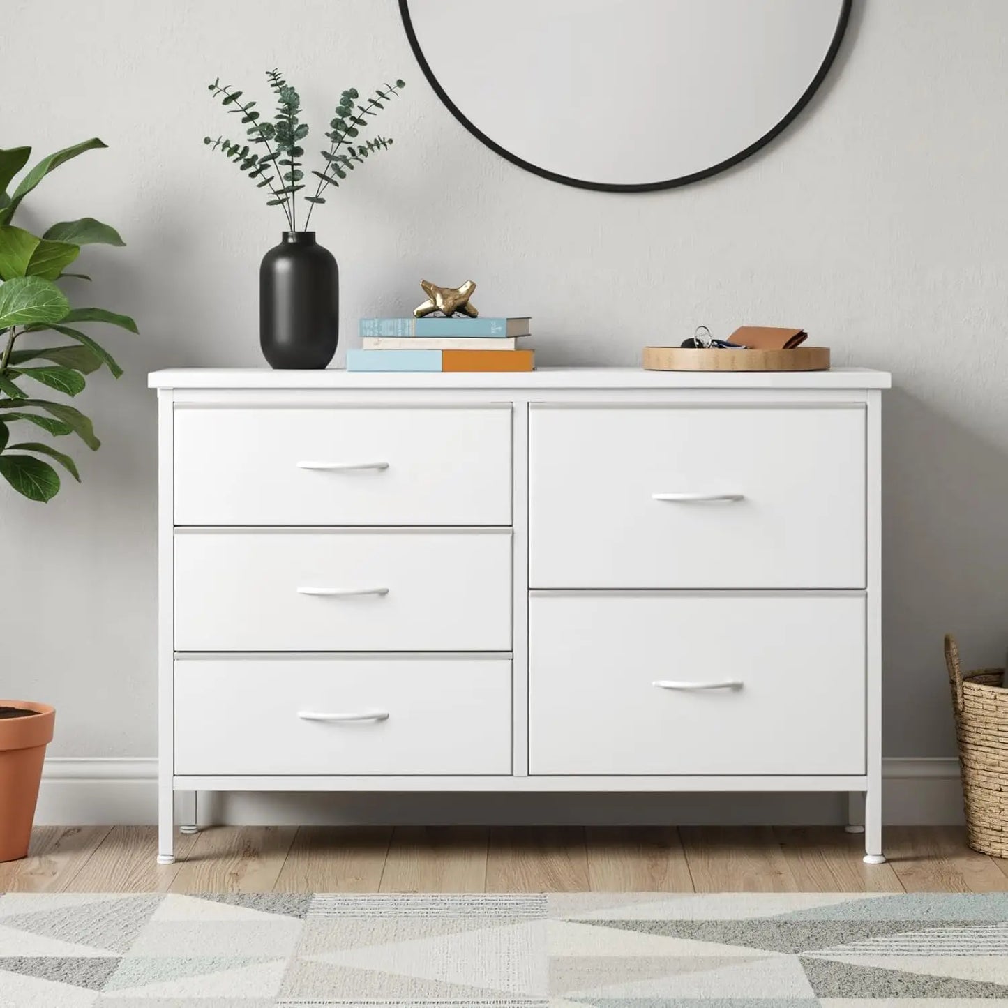 MCQ Cabinet With 5 Fabric Drawers Metal Frame Storage Console