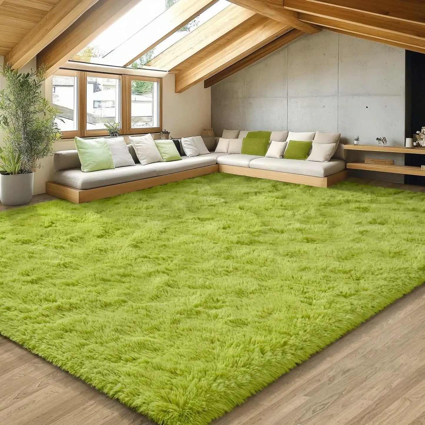 Plush Long Pile Carpet Rug Soft Non Slip Living Rooms