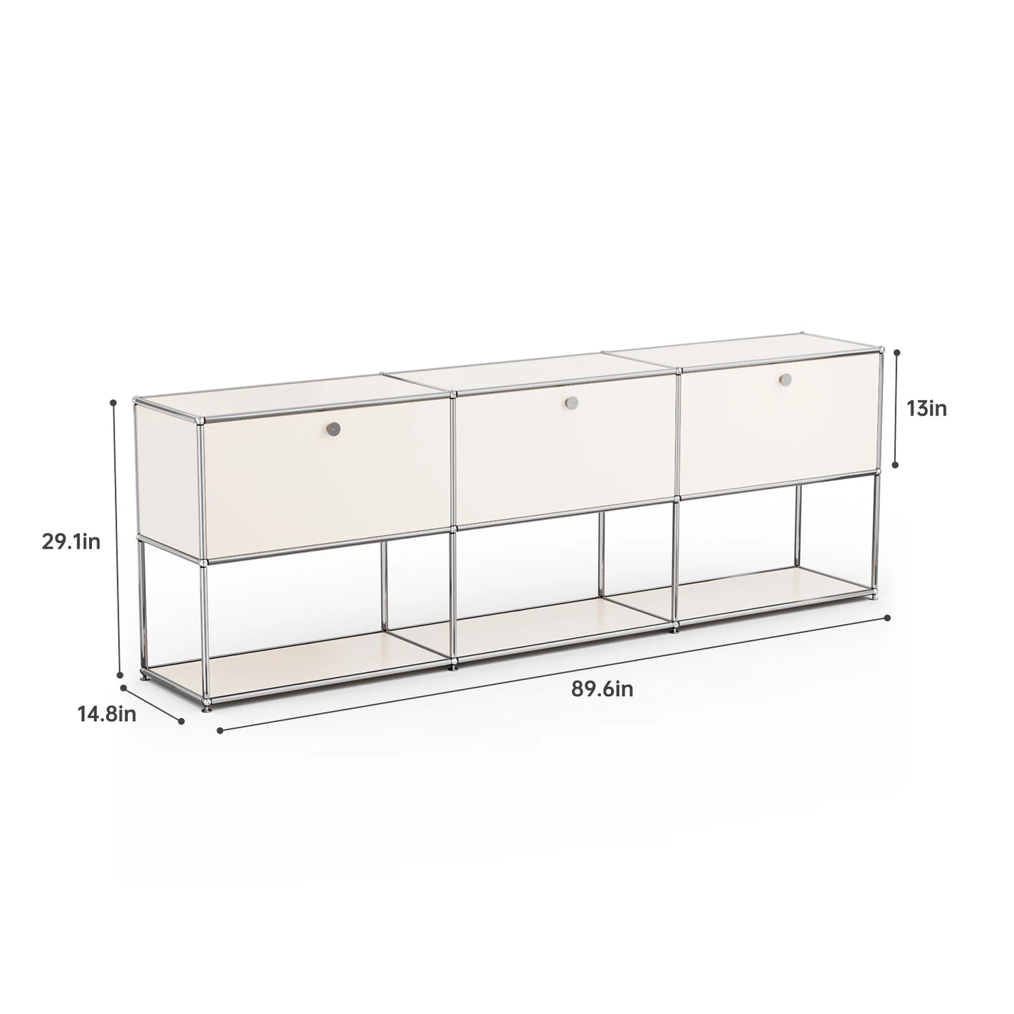 Living Room Storage Cabinet Sideboard Shelf Unit Stainless Steel Metal