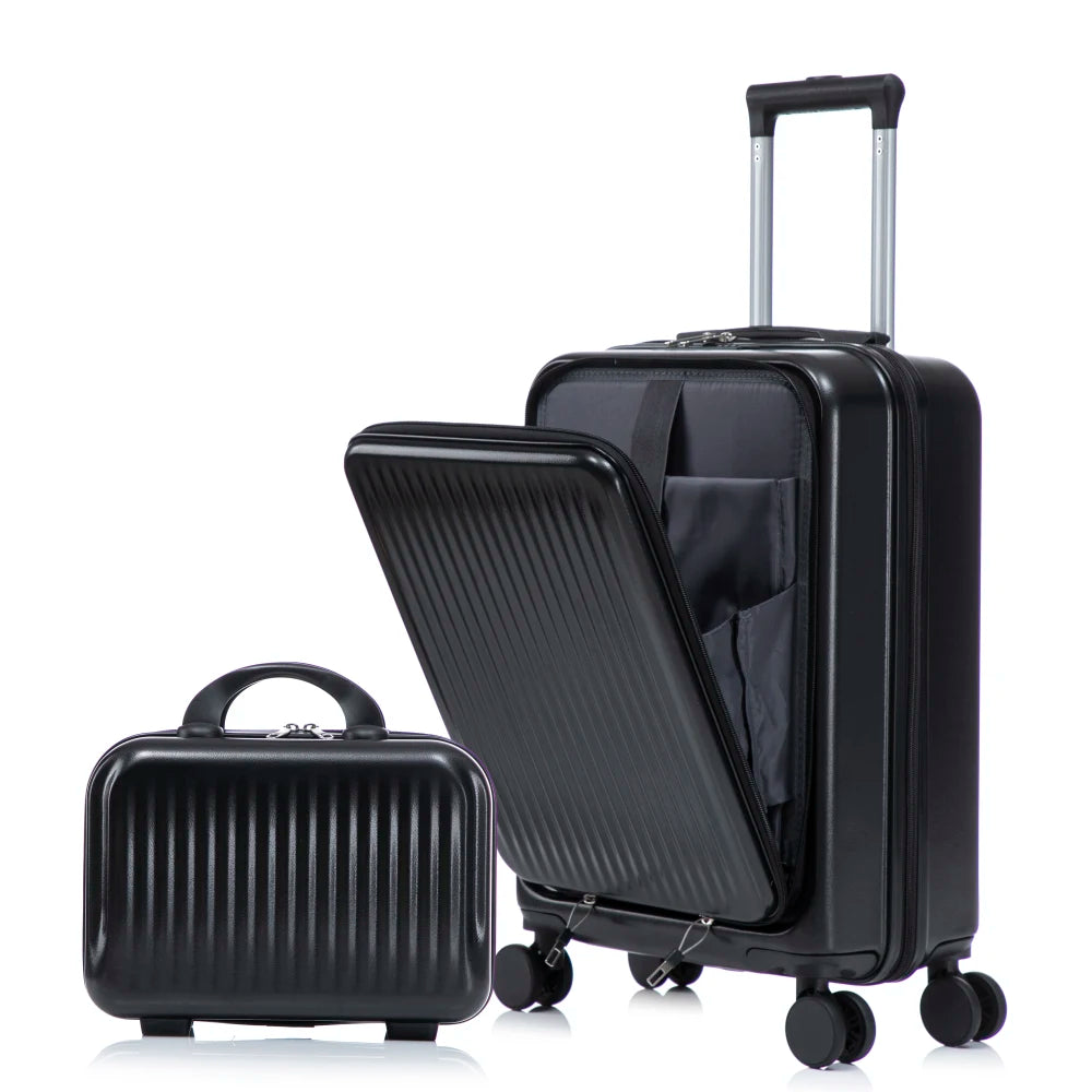 ABS Spinner Wheel Luggage With Combination Lock Front Opening Design