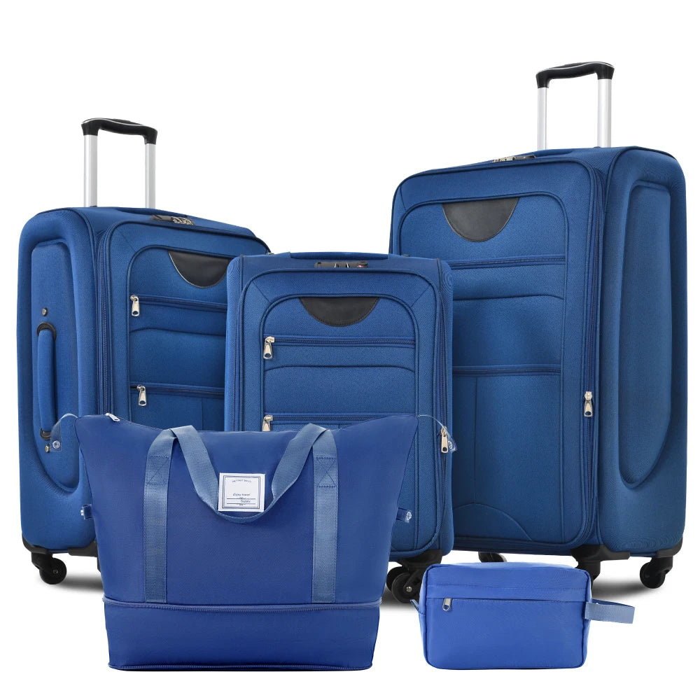 Expandable Soft Shell Luggage Set Polyester With TSA Locks