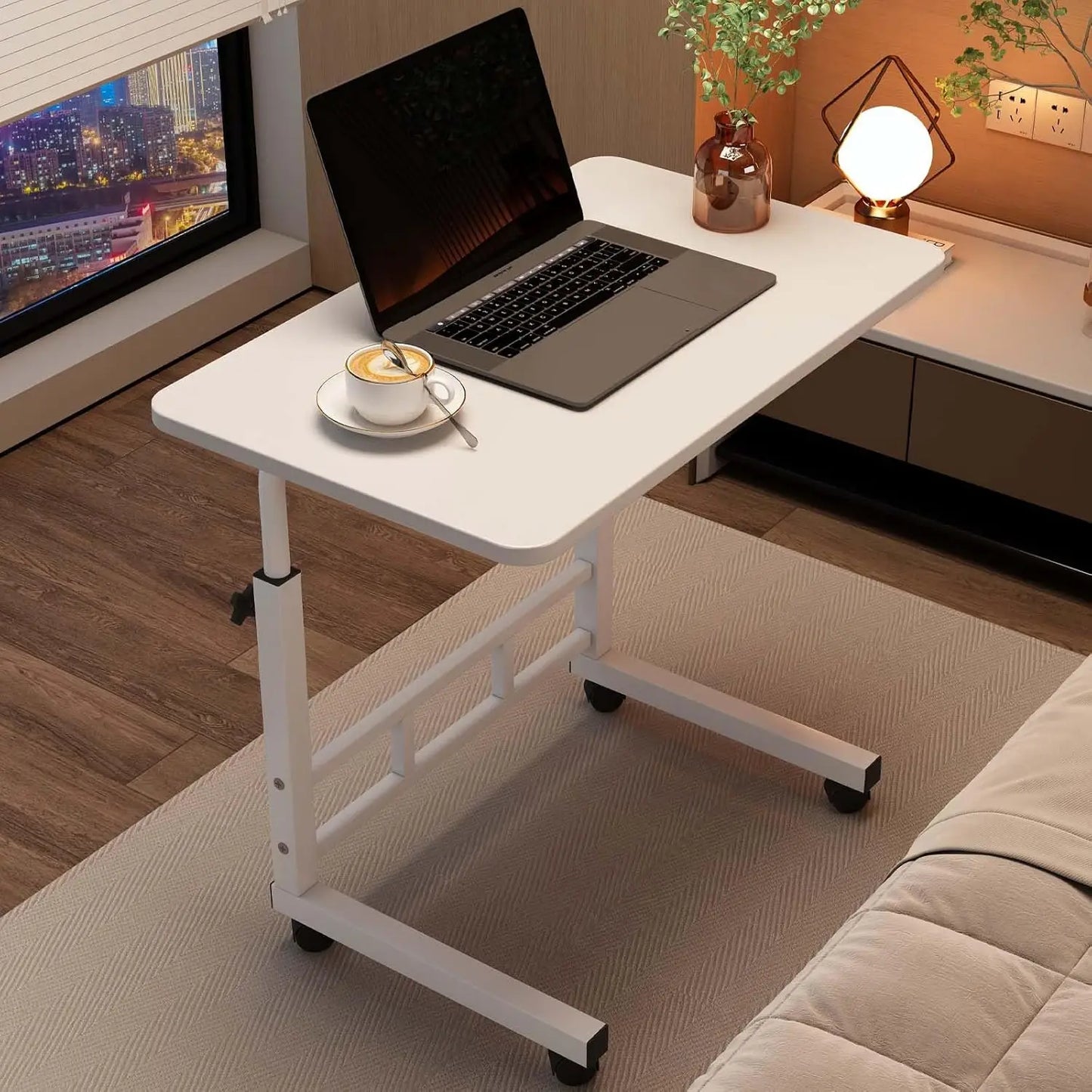 Mobile Adjustable Standing Desk With Wheels For Home Office