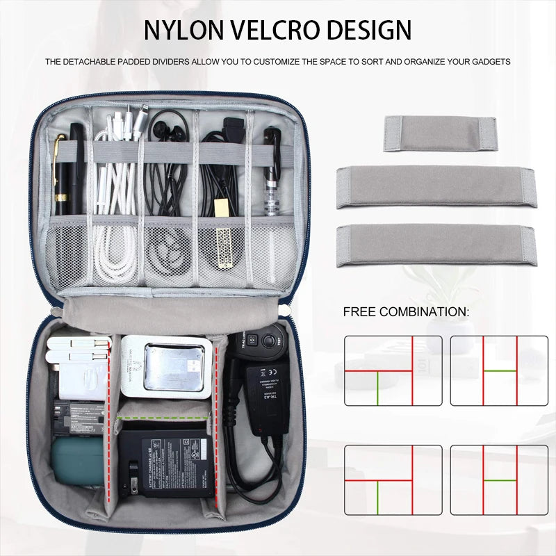 Travel Cable Storage Bag Portable Waterproof USB Cables Charger Organizer