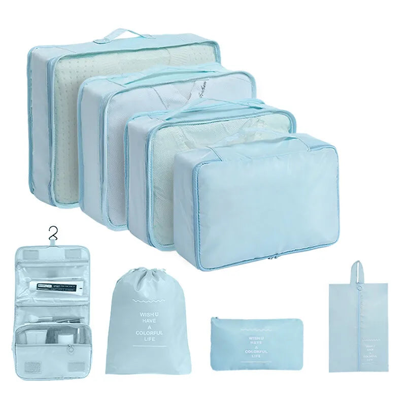 Polyester Travel Packing Cubes Luggage Storage Organizer Bags Set Portable