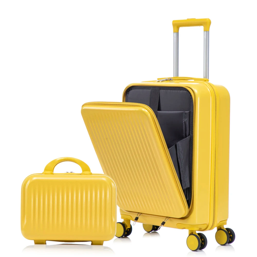 ABS Spinner Wheel Luggage With Combination Lock Front Opening Design