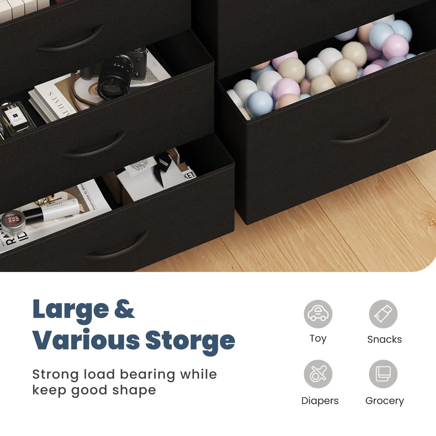 MCQ Cabinet With 5 Fabric Drawers Metal Frame Storage Console