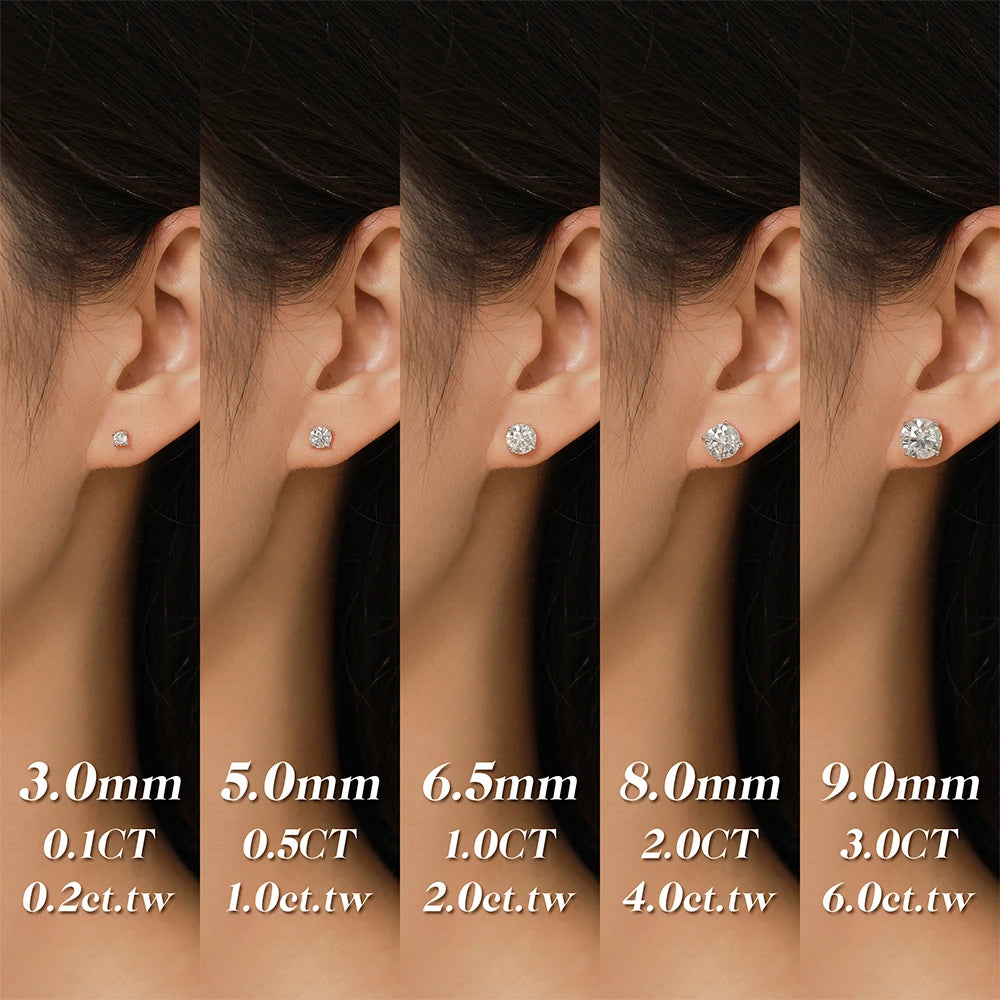 ATTAGEMS Moissanite Four Claw Earrings S925 Sterling Silver