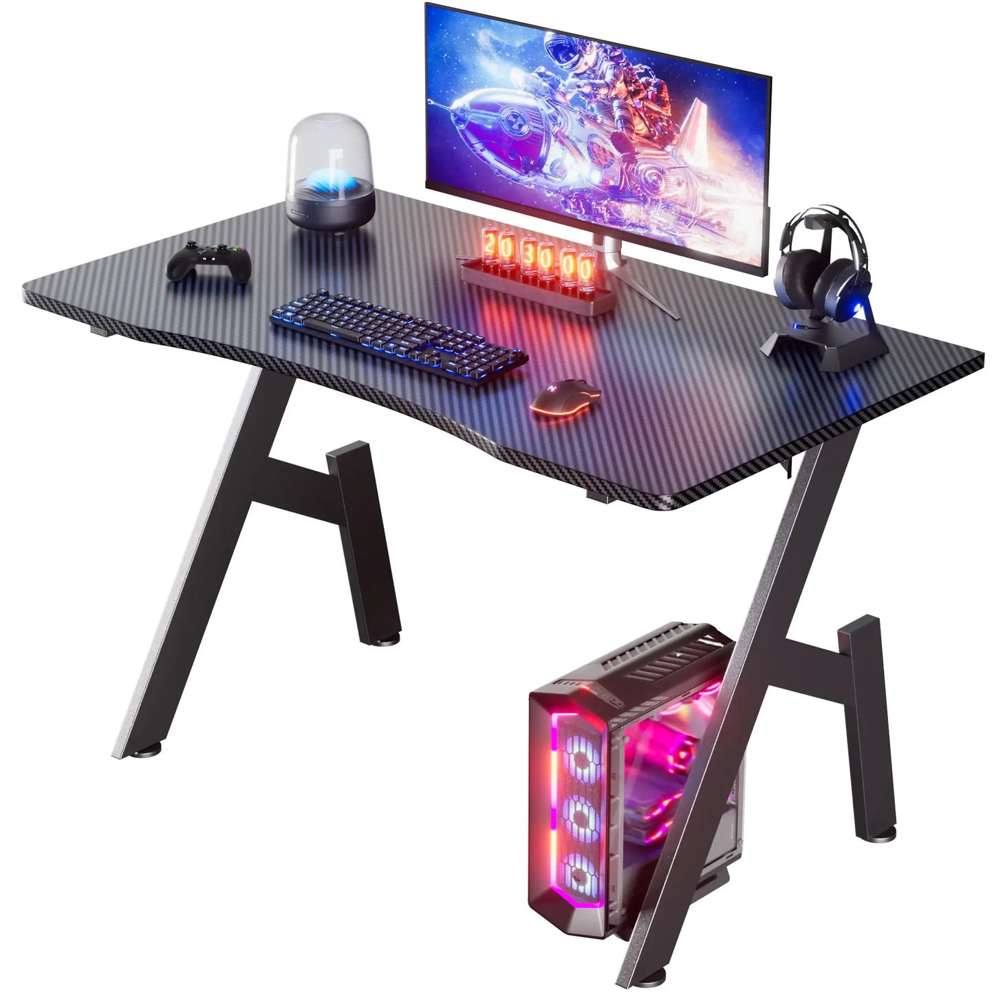 NEBMAAX A-Shaped Carbon Fiber Gaming Desk Ergonomic Workstation