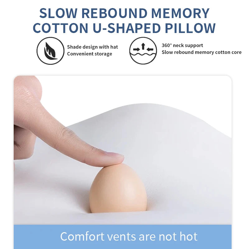 Memory Foam Travel Neck Pillow for Airplane Flights and Sleep