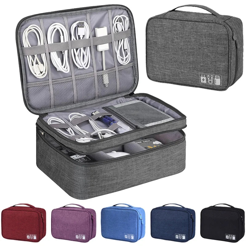 Travel Cable Storage Bag Portable Waterproof USB Cables Charger Organizer