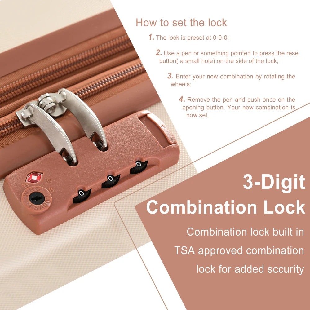 3 Piece Expandable ABS Luggage Set TSA Lock Spinner