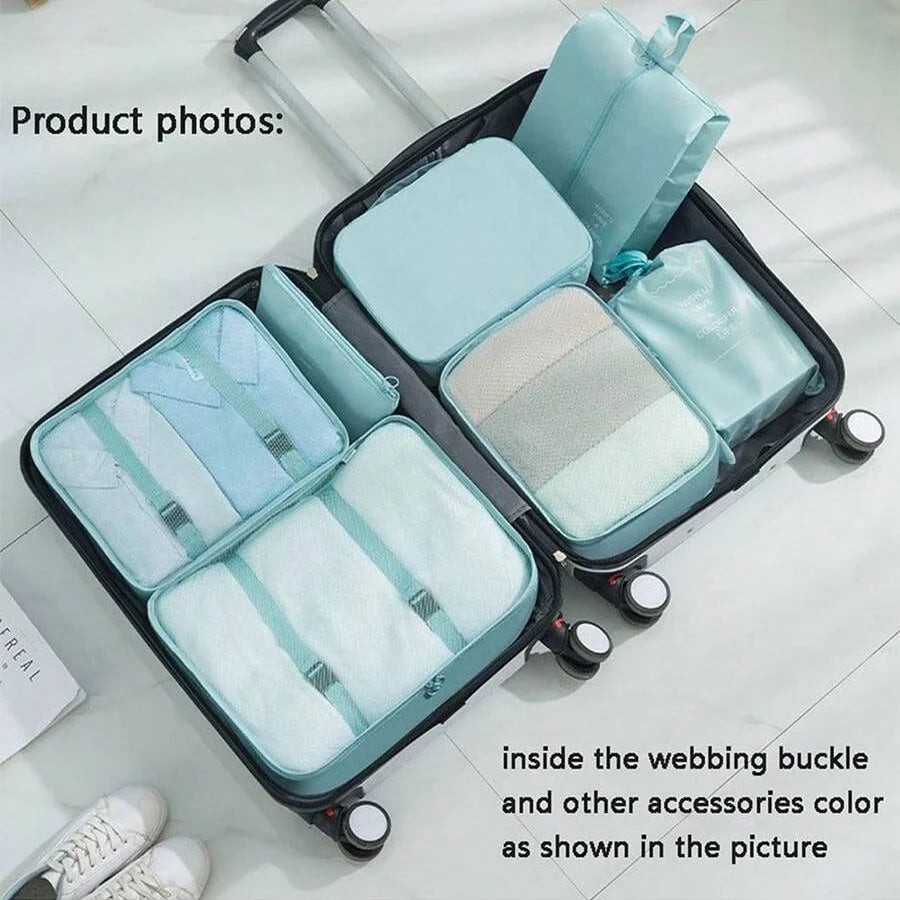 Polyester Travel Packing Cubes Luggage Storage Organizer Bags Set Portable