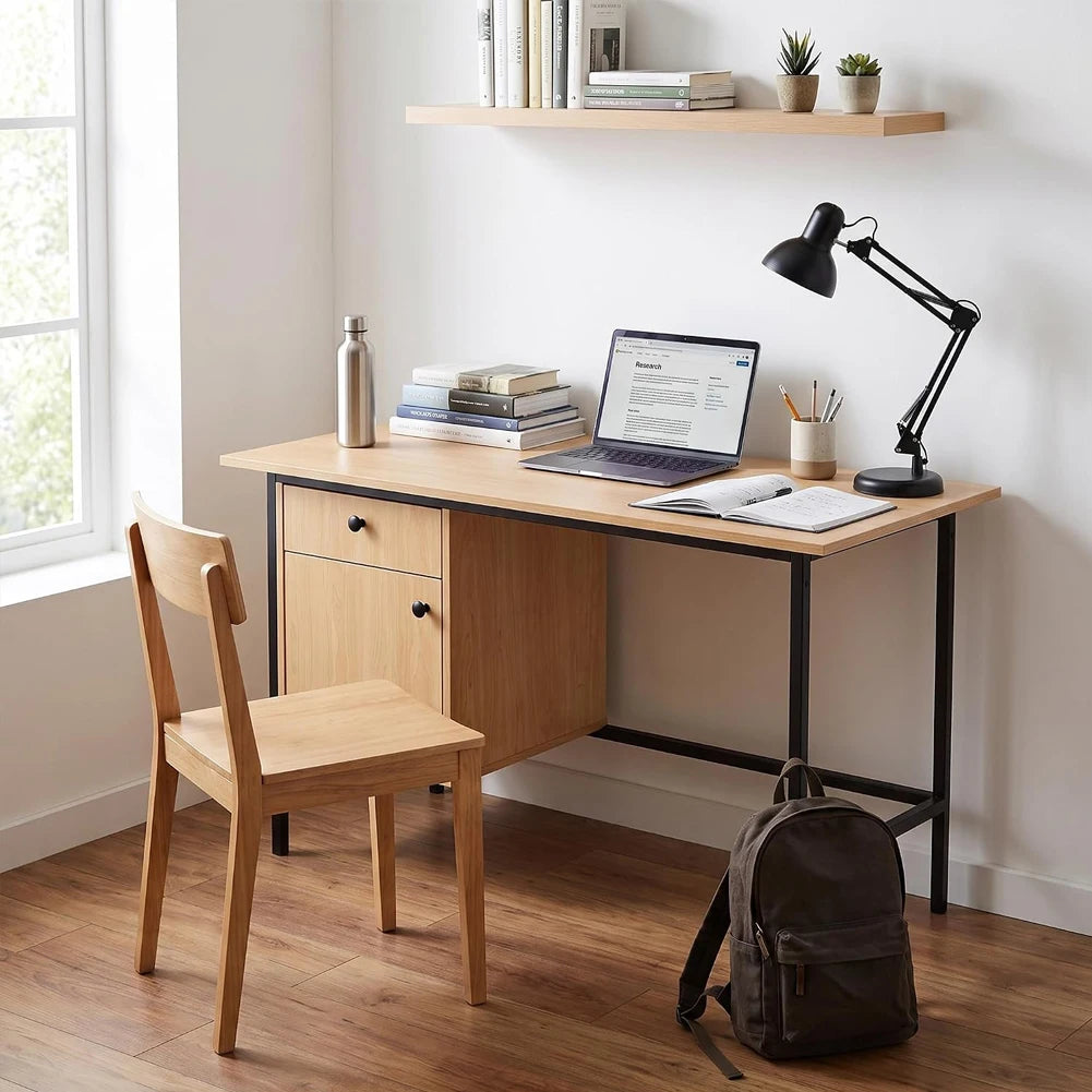 HiMISS Home Office Desk With Drawer And Door Storage