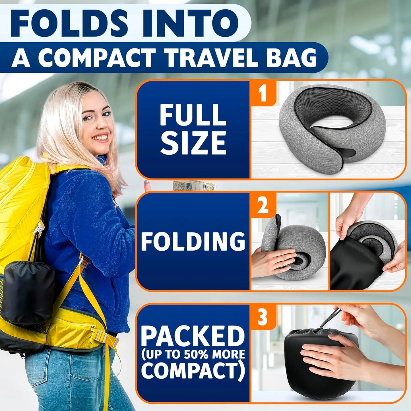 Travel Neck Pillow Memory Foam With Carry Bag For Airplanes