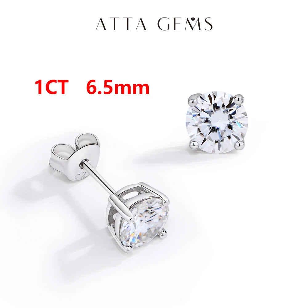 ATTAGEMS Moissanite Four Claw Earrings S925 Sterling Silver
