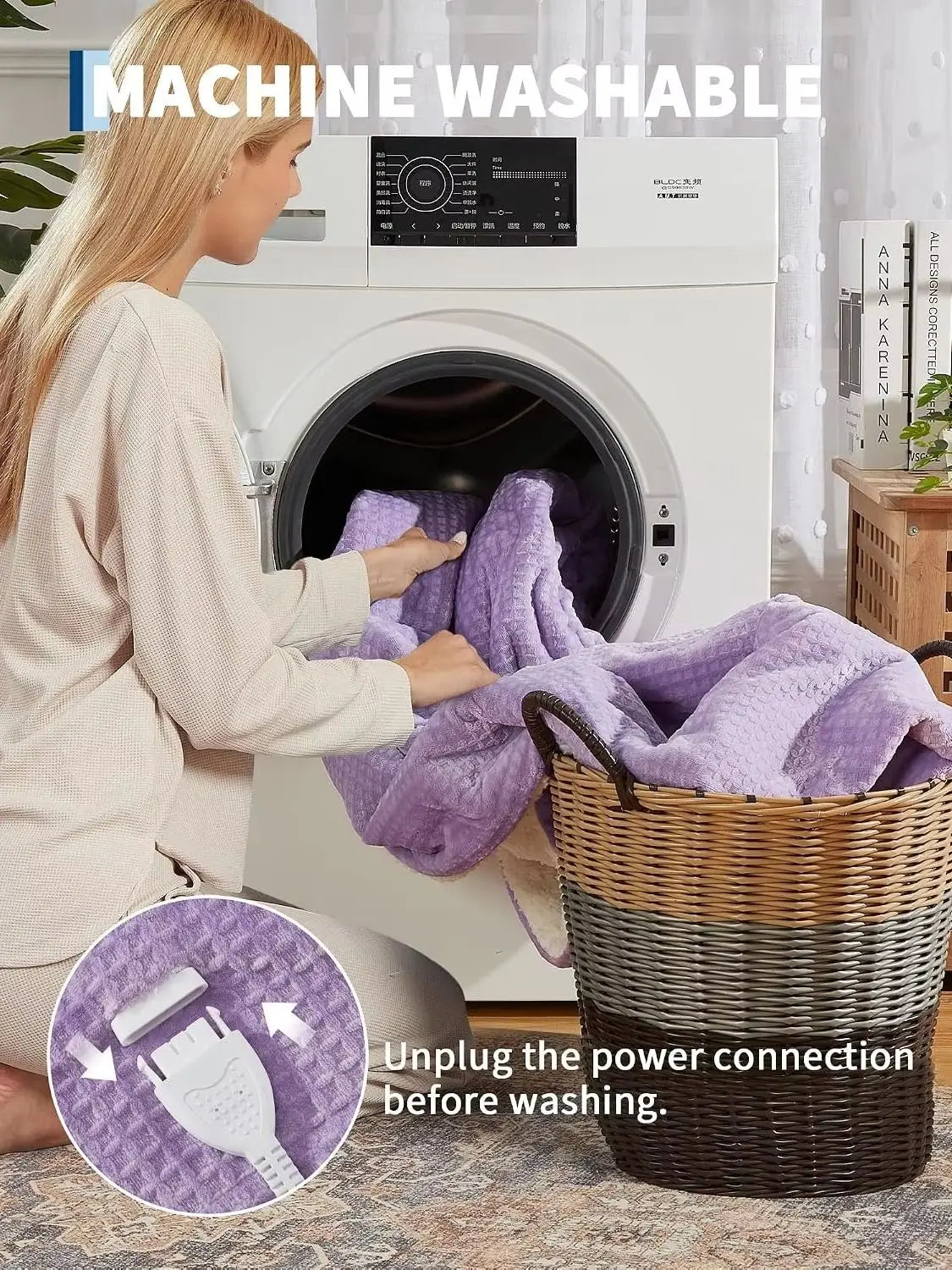 Heated Electric Blanket With Sherpa Lining And Auto Off Safety Protection