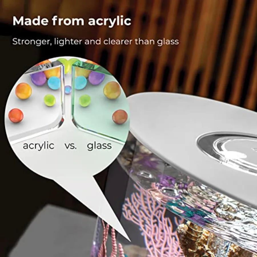 Tabletop Acrylic Aquarium With Integrated LED Lighting