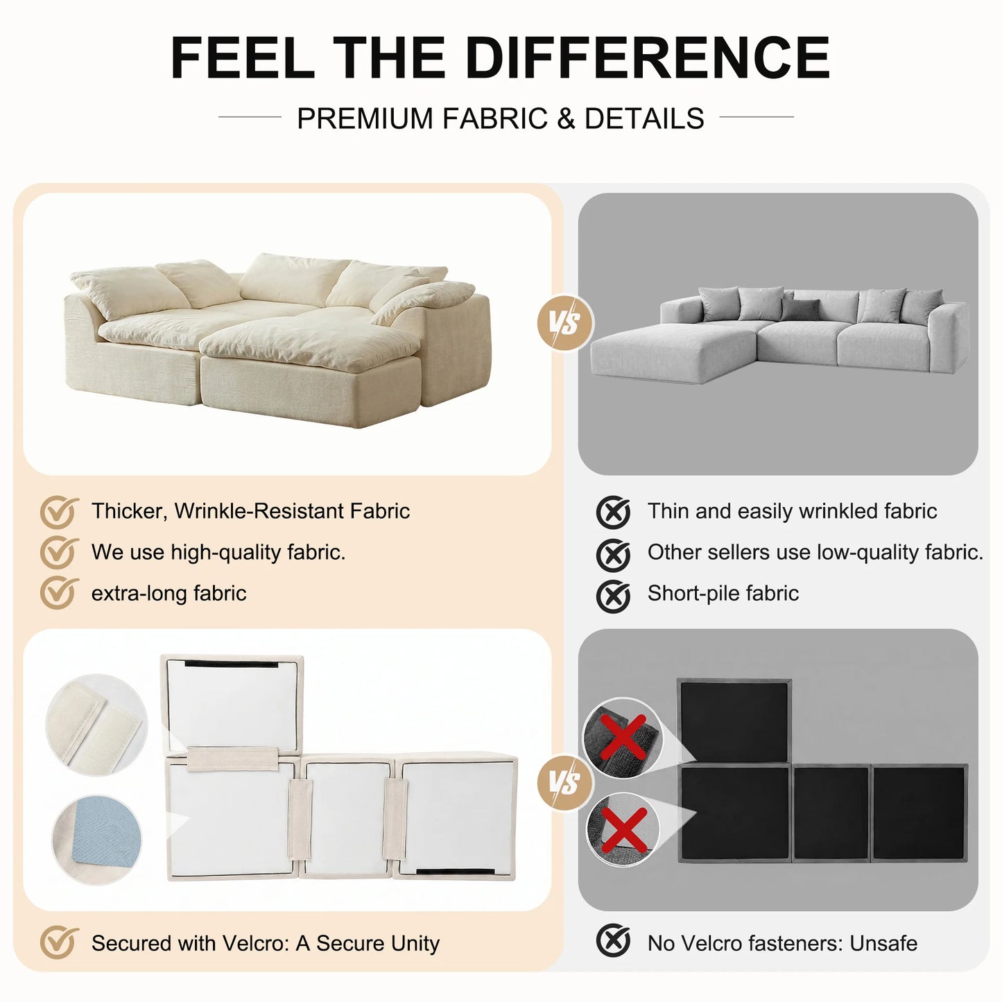Yeflixvrau Modern Modular Sectional Sofa Cloud Couch Removable Cushions