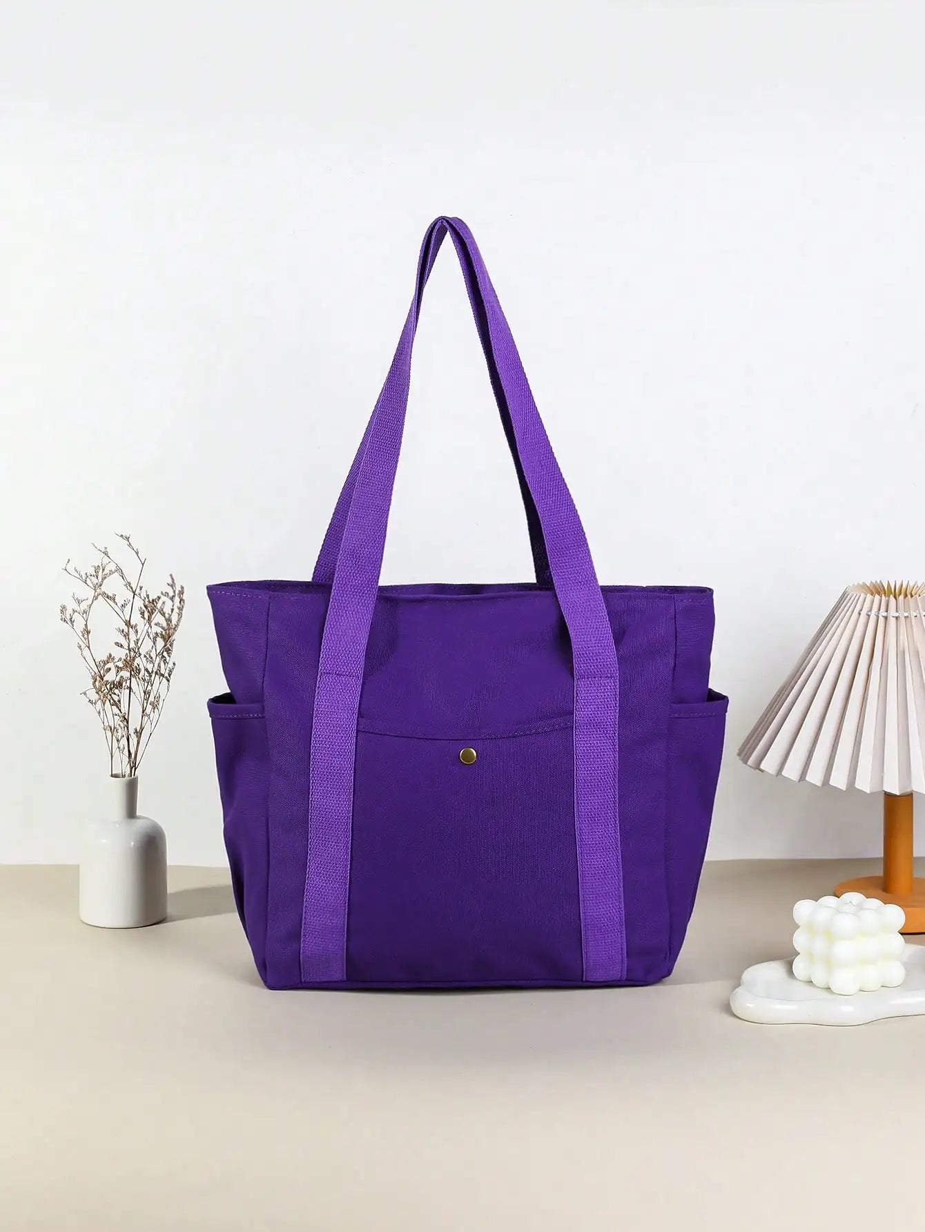 Women's Multi-Pocket Canvas Tote Bag With Large Capacity