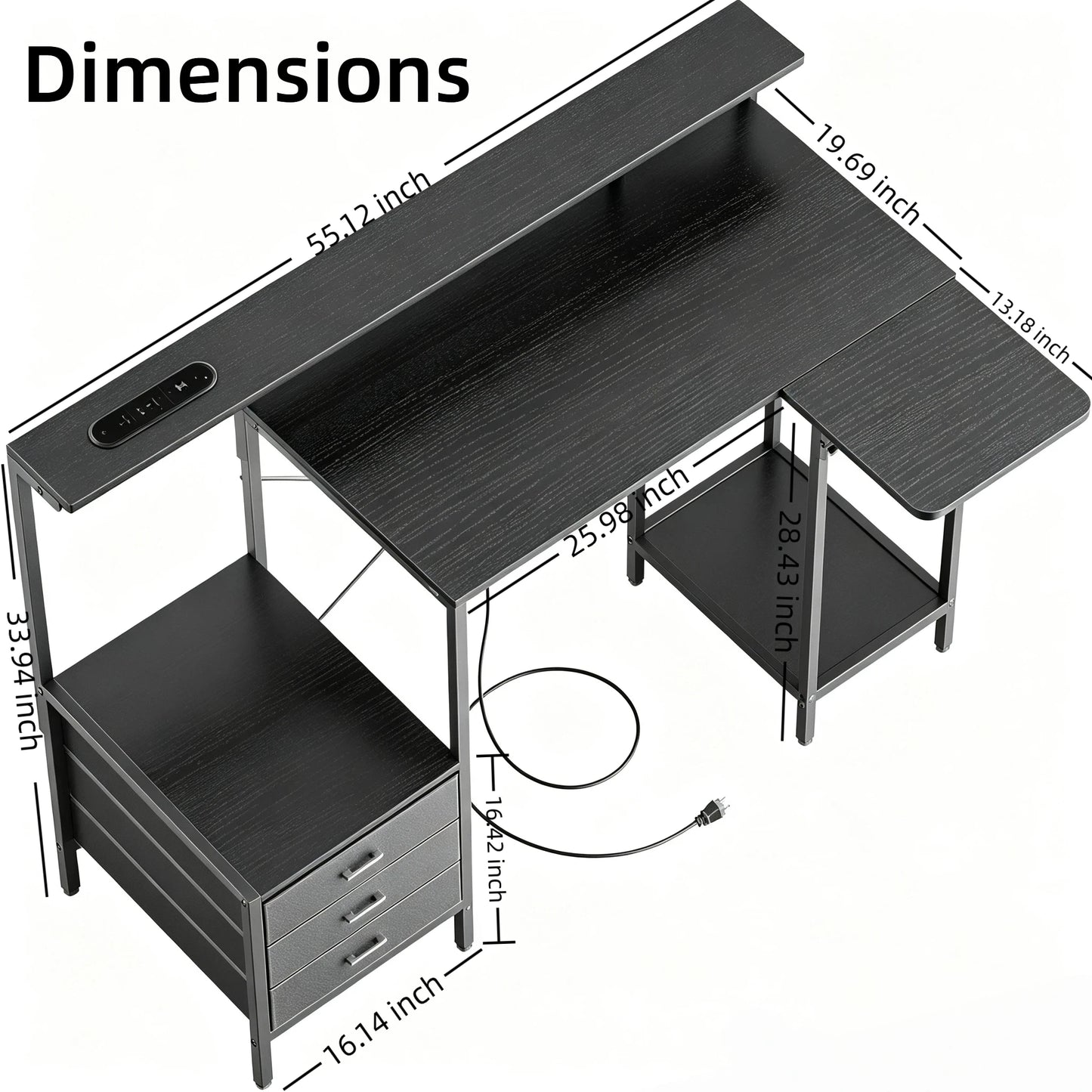 NEBMAAX Ergonomic Gaming Desk With Monitor Stand And Charging Station