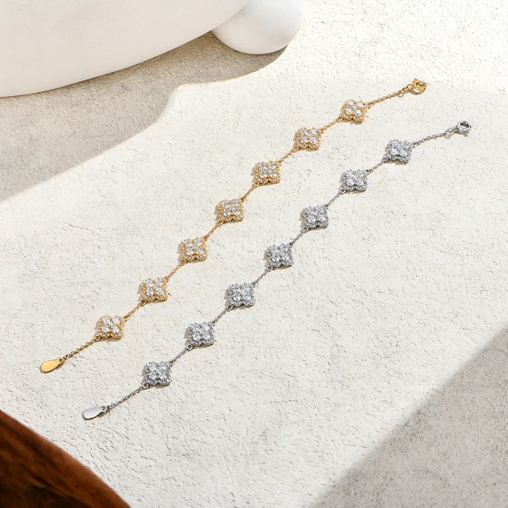 ATTAGEMS VVS1 Moissanite S925 Silver Yellow Gold Plated Bracelet For Women